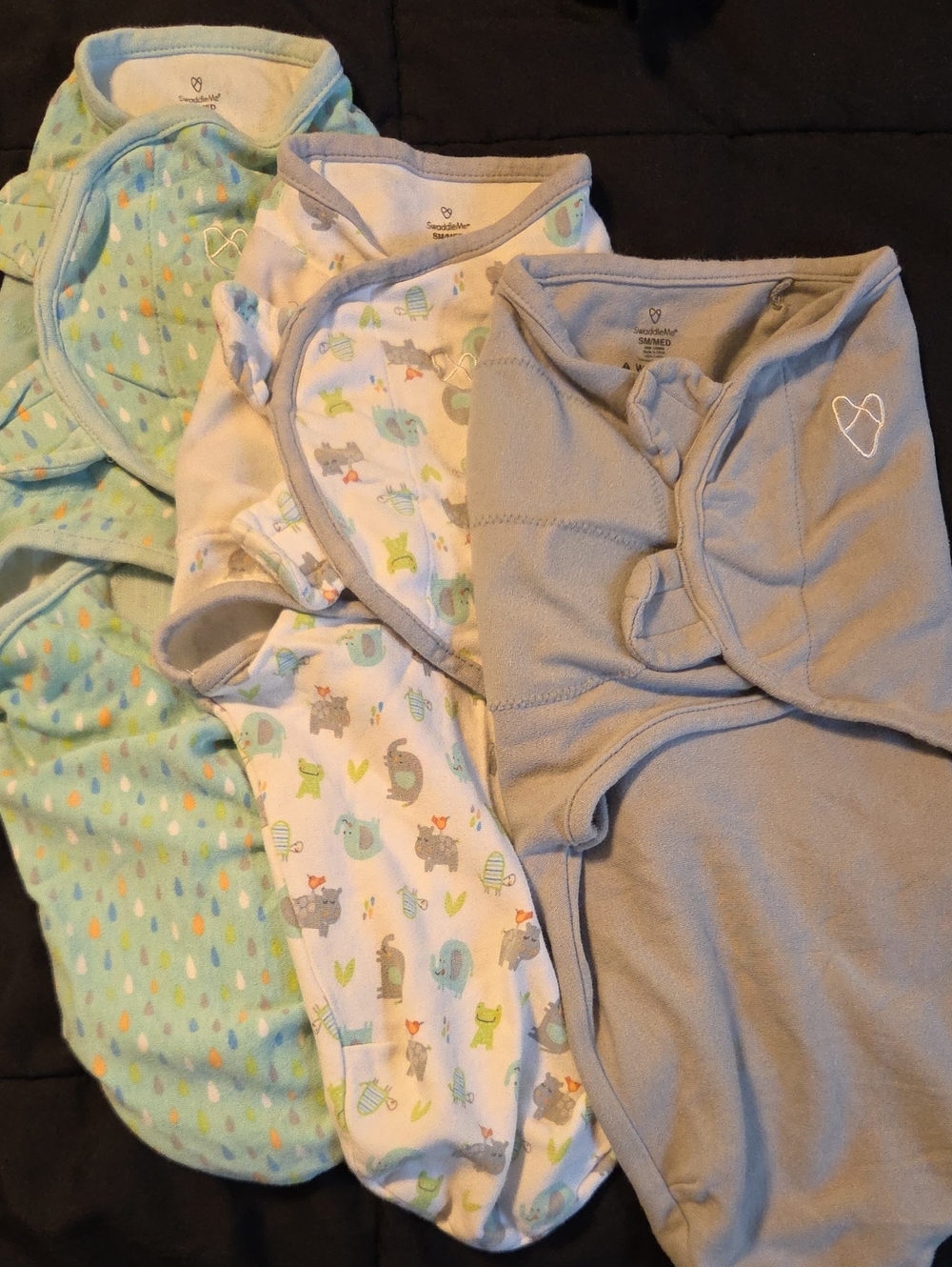 SwaddleMe Baby Sleep Sacks in Gray, Mint, and White Printed